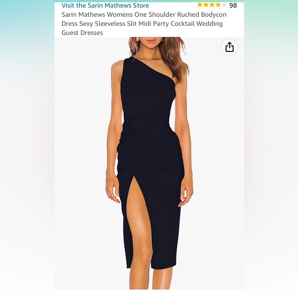 Medium - One Shoulder Navy Dress with side slit. Never worn